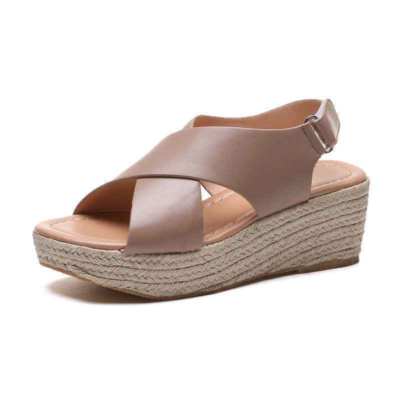 Rubber Viscose Shoes Side And Back Women's Sandals Apricot