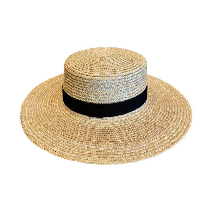 Woven Raffia Straw Hat - Stylish Sun Protection for Confident Women Black 58 M