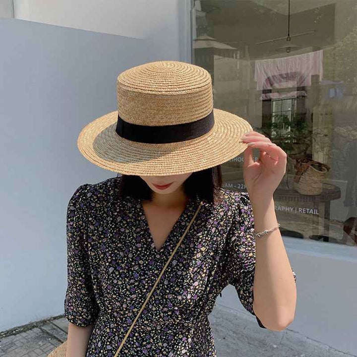 Woven Raffia Straw Hat - Stylish Sun Protection for Confident Women