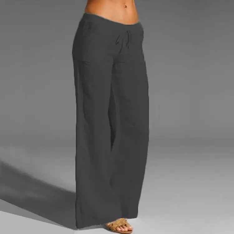Women's Linen Trousers - Lightweight & Comfortable Black