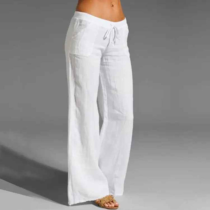 Women's Linen Trousers - Lightweight & Comfortable White