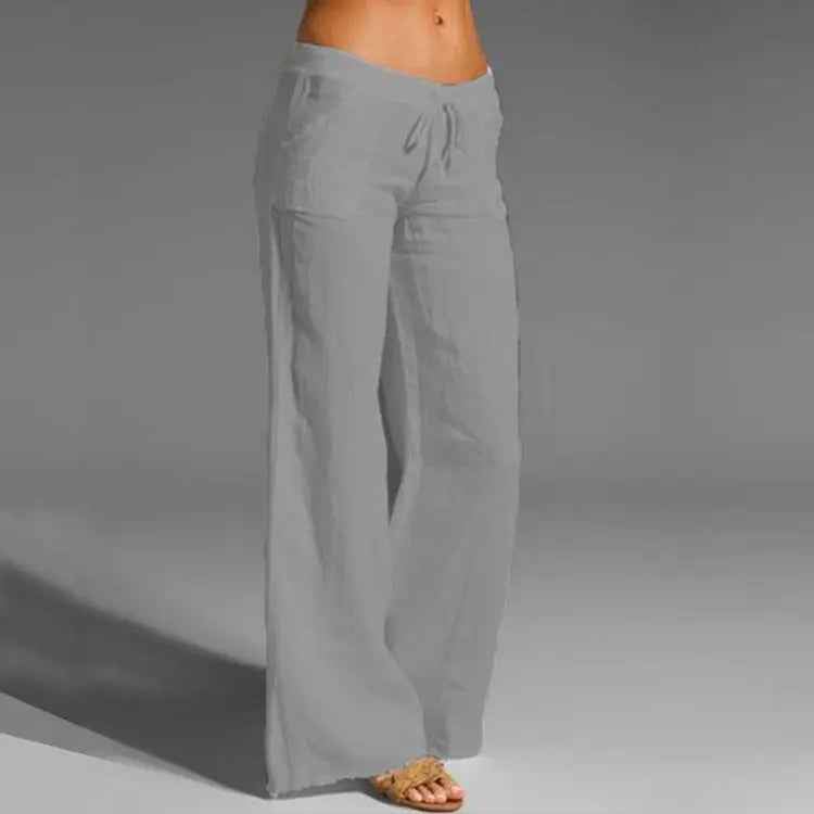 Women's Linen Trousers - Lightweight & Comfortable Gray