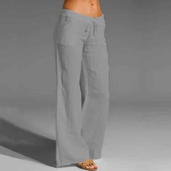 Women's Linen Trousers - Lightweight & Comfortable Gray