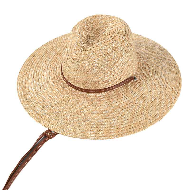 New Belt Strap Straw Sun Hat For Women Fashion Vacation Beach UV Hats WideBrim Panama Hats Outdoor Wholesale Natural color M56 58cm