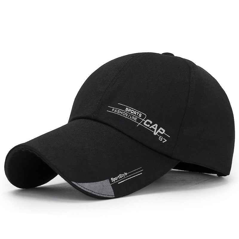 Spring And Summer Simple Running Size Lengthened Eaves Baseball Cap Men'S Sunshade Sun Hat Low Price Big Eaves Hat Cap87 Black adjustable