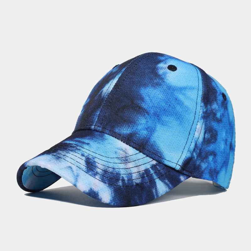 New Tie-dye Baseball Cap Men's And Women's Sun-shield Hats Wild Graffiti Hat Navy adjustable
