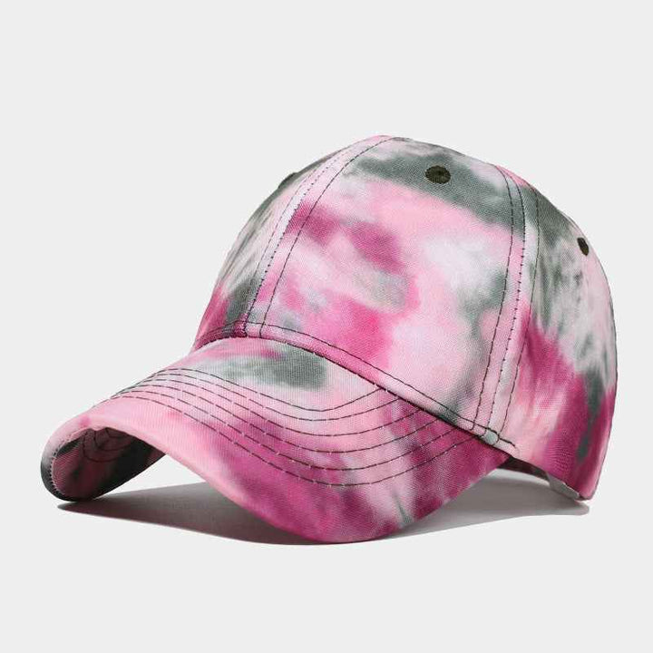 New Tie-dye Baseball Cap Men's And Women's Sun-shield Hats Wild Graffiti Hat Red wine adjustable