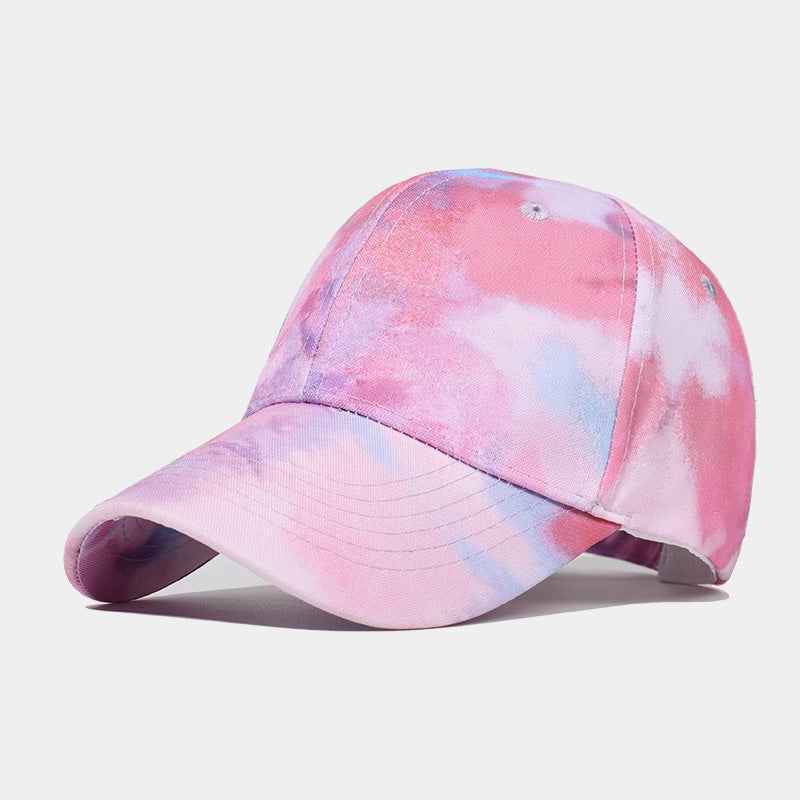 New Tie-dye Baseball Cap Men's And Women's Sun-shield Hats Wild Graffiti Hat Pink adjustable