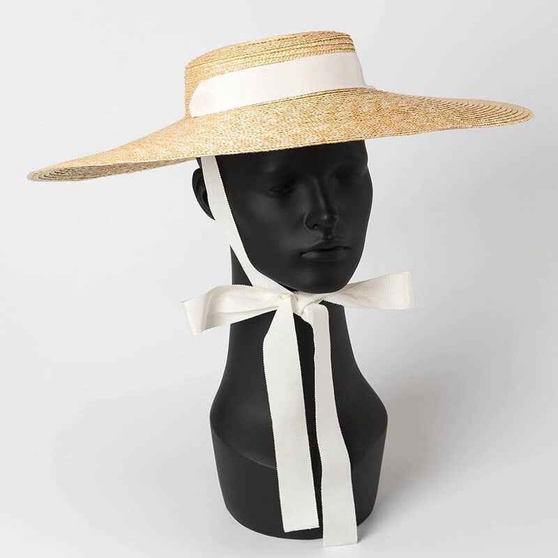 Simple And Fashionable Strappy Straw flat Top Straw Hat Sunshade Straw Straw Hat