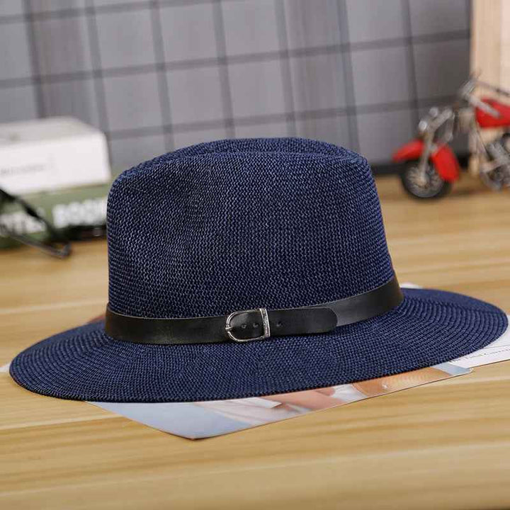 Middle-Aged And Elderly Men'S Straw Hats, Sun-Shading And Sun-Proof Straw Hats For The Elderly In Autumn, Sun Hats For Fathers In Autumn Blue
