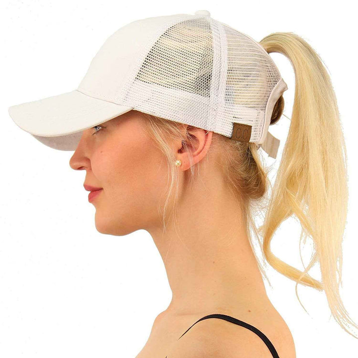 Baseball-Caps Ponytail Snapback Sequins Hip-Hop-Hat White
