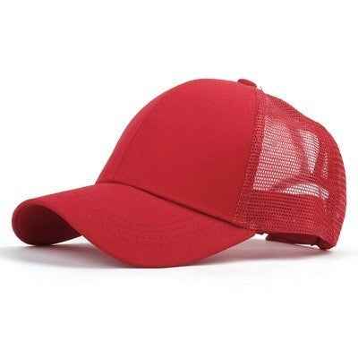 Baseball-Caps Ponytail Snapback Sequins Hip-Hop-Hat Red