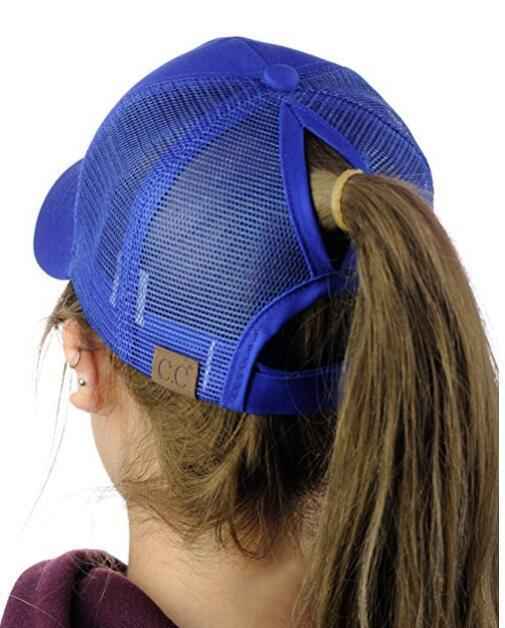 Baseball-Caps Ponytail Snapback Sequins Hip-Hop-Hat Blue