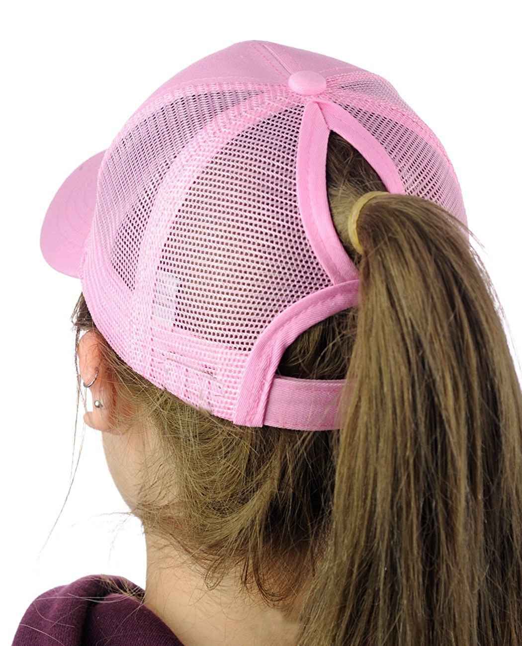 Baseball-Caps Ponytail Snapback Sequins Hip-Hop-Hat Pink