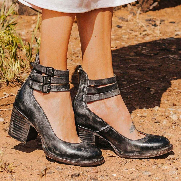 Three-Breasted Women's High-Heel Pumps With Snake Print