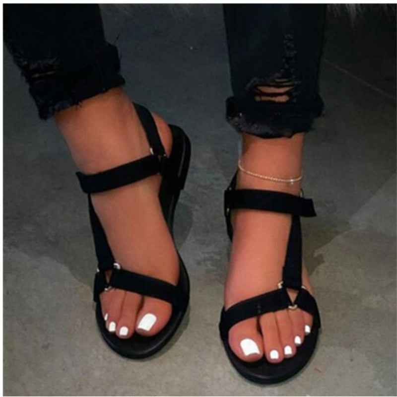 Flat Women Beach Shoes Slippers Sandals Black
