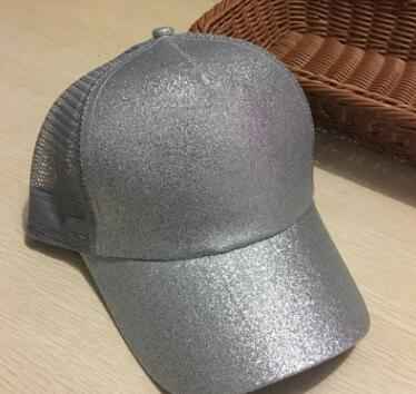 Casual Sunshade Duck Tongue Net Hat Ladies Ponytail Silver Glittery