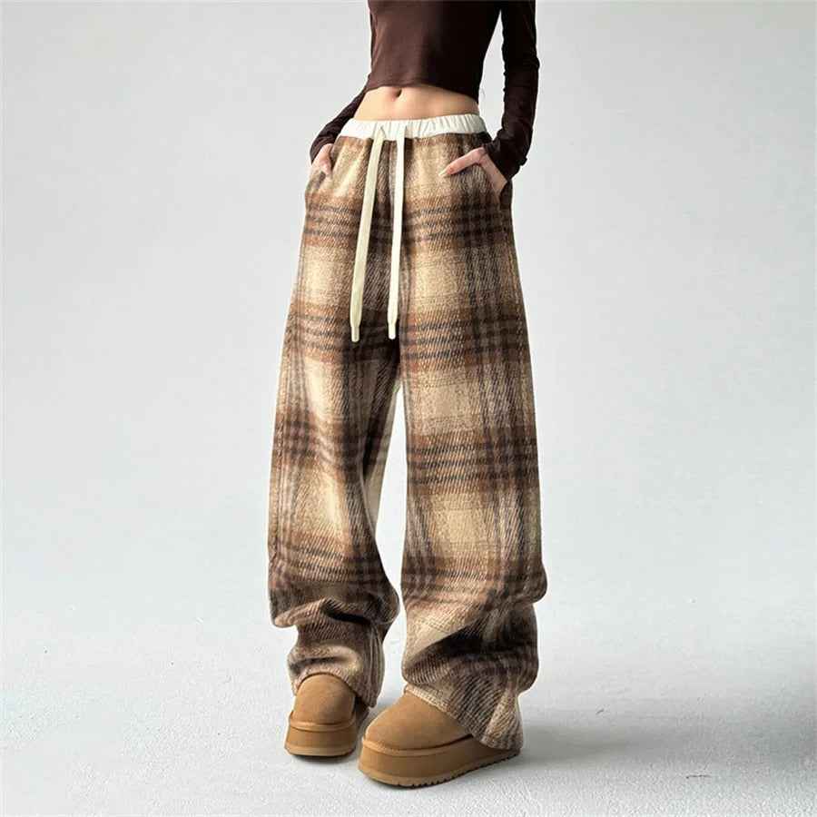 Women's Plaid Lounge Pants Coffee