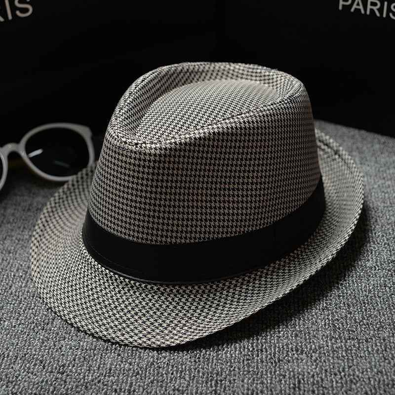 British Houndstooth Sun Hats for Men - Stylish European & American Outdoor Fashion Houndstooth black and brown 58cm