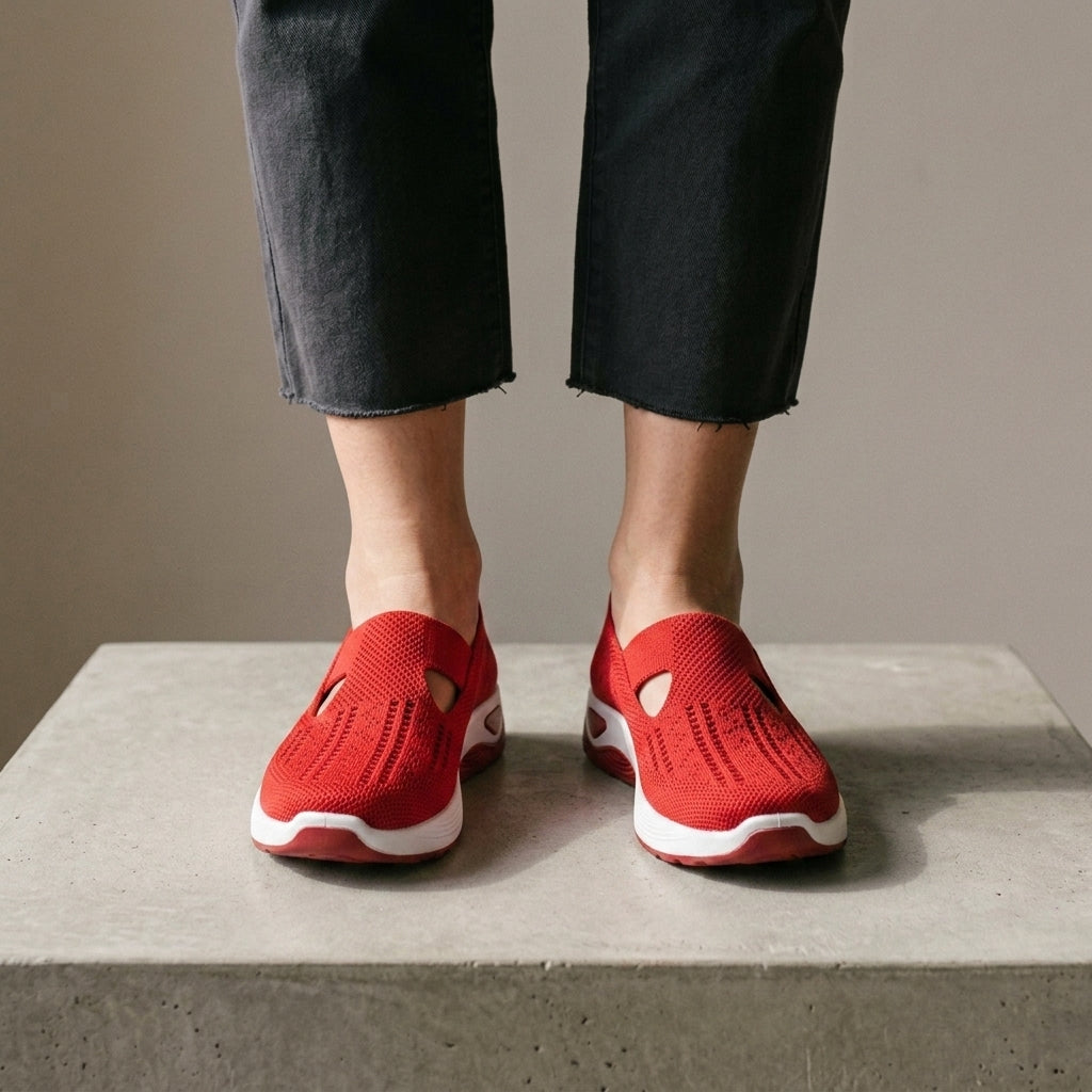 Women's Orthopedic Knit Sneakers Breathable Walking Shoes Red