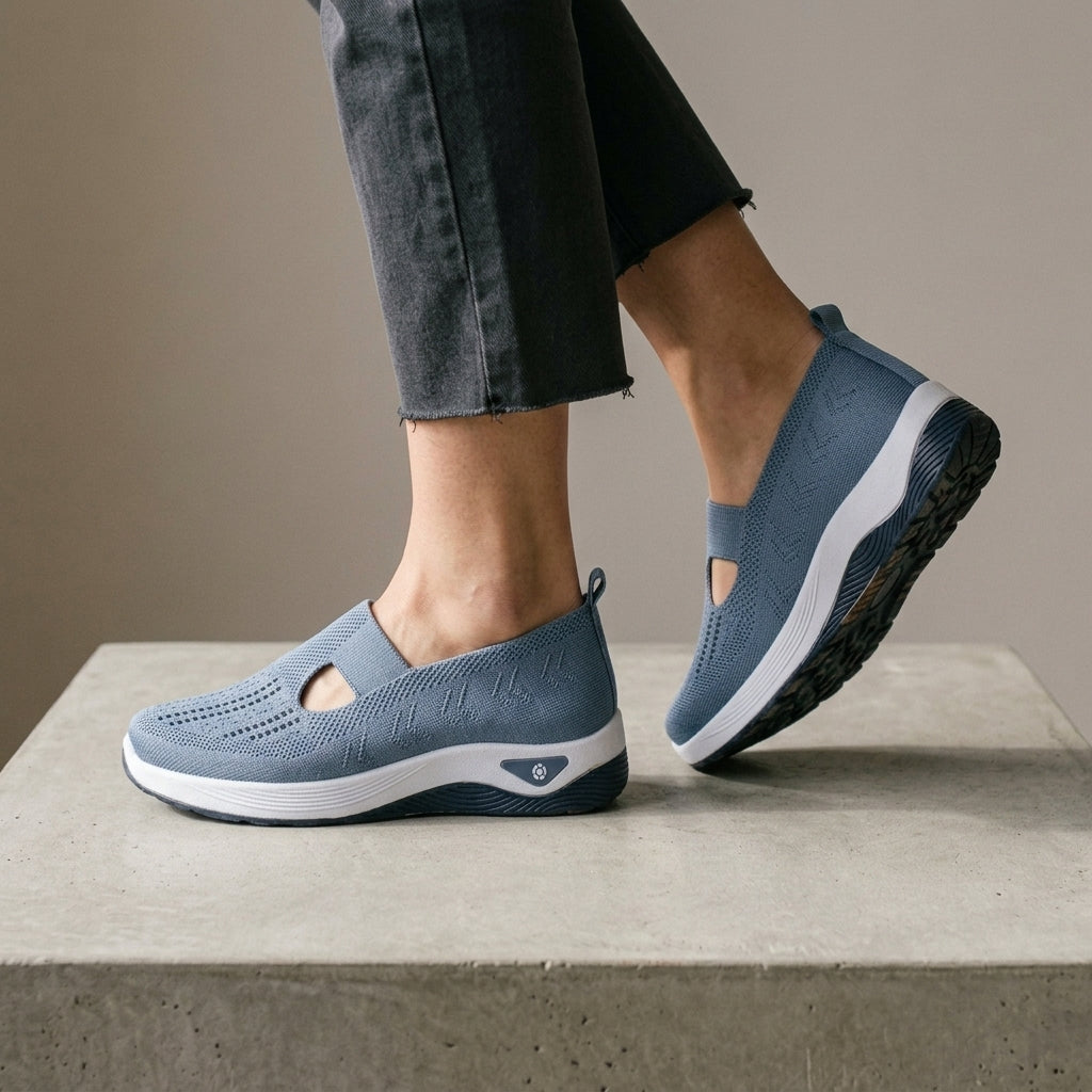 Women's Orthopedic Knit Sneakers Breathable Walking Shoes Blue