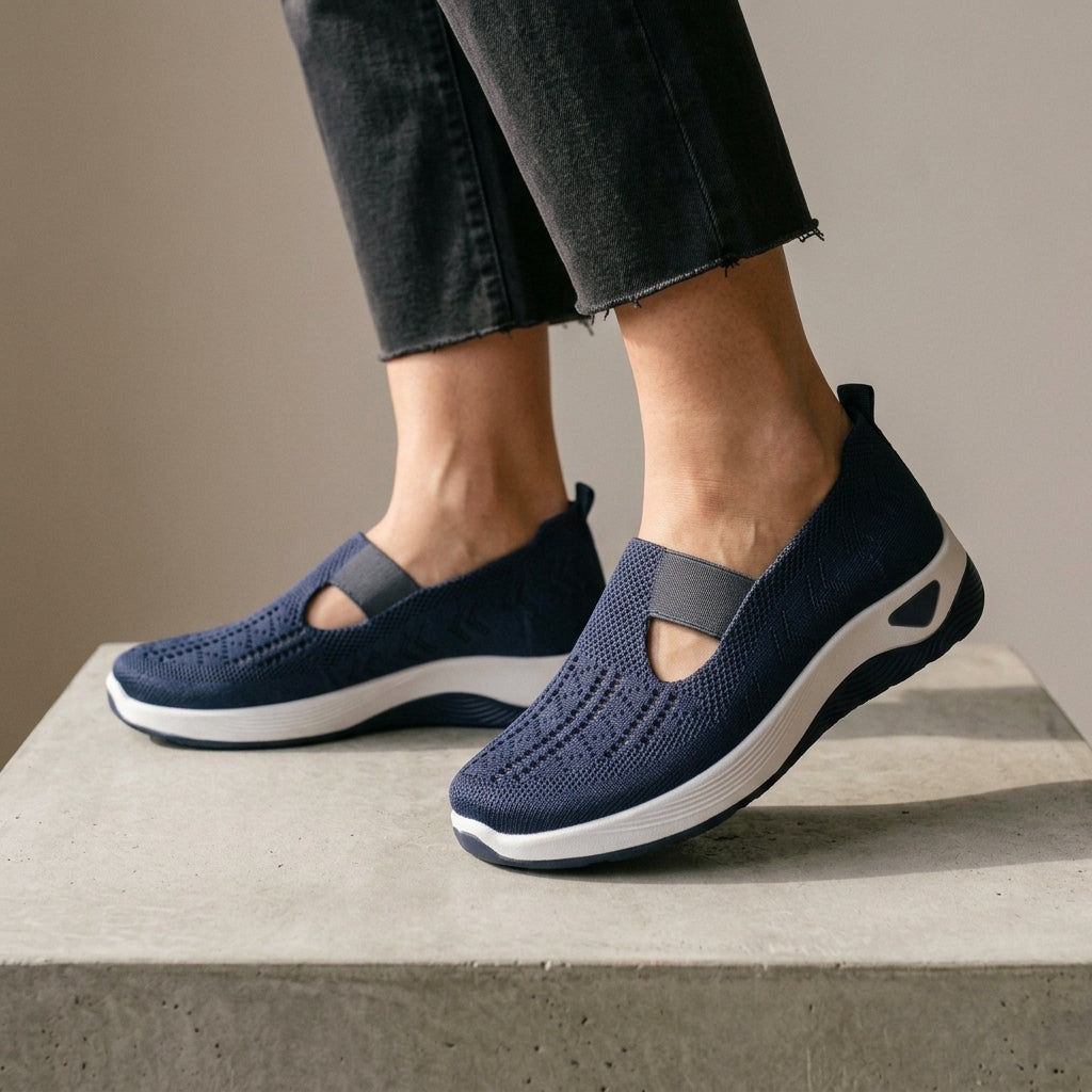 Women's Orthopedic Knit Sneakers Breathable Walking Shoes Dark Blue