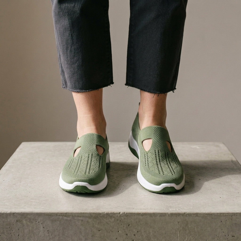Women's Orthopedic Knit Sneakers Army Green