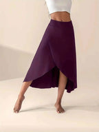 Women's High Waist Skirt with Split and Pockets Purple