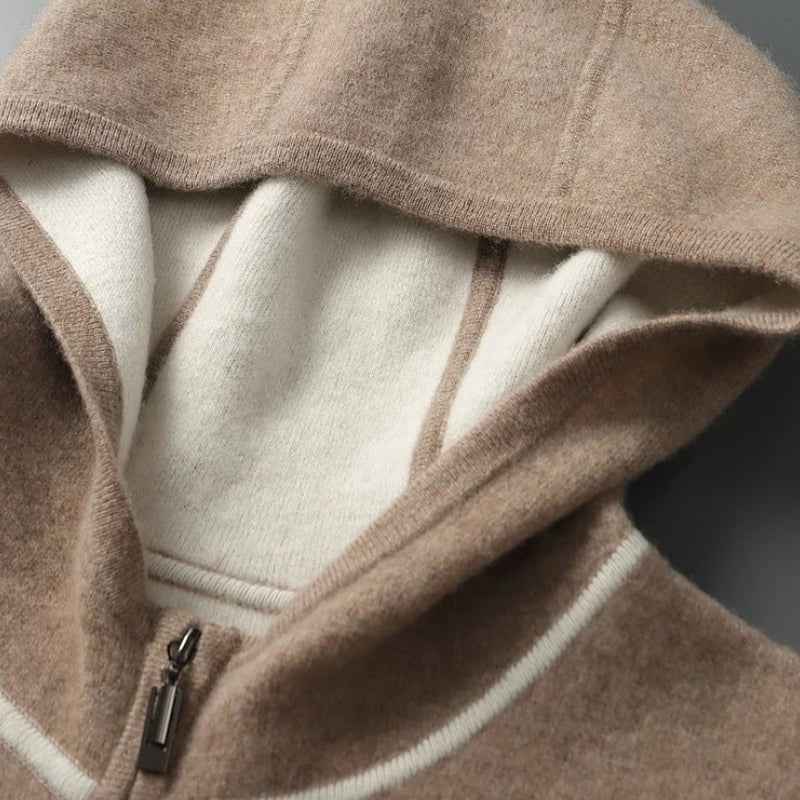 Men's Regular Fit Zip Front Hoodie with Contrast Trim