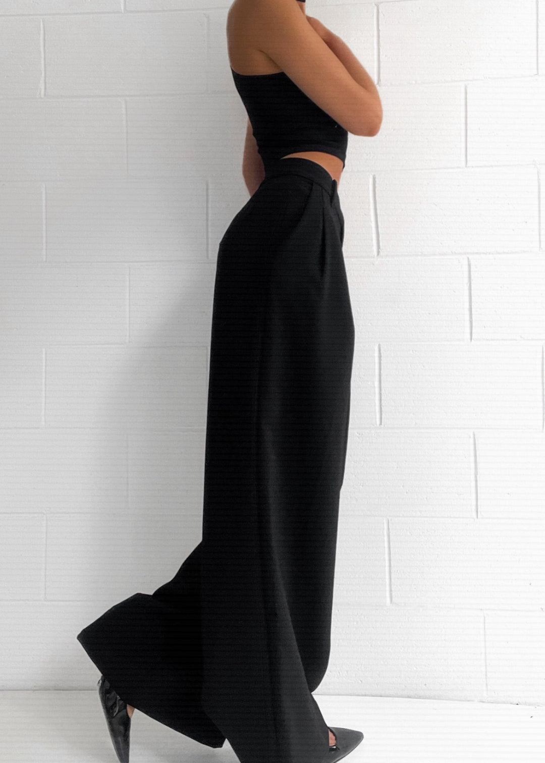Mandi | Women's Black High Waist Palazzo Trousers