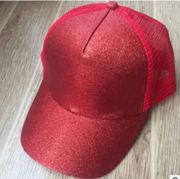 Casual Sunshade Duck Tongue Net Hat Ladies Ponytail Red Glittery