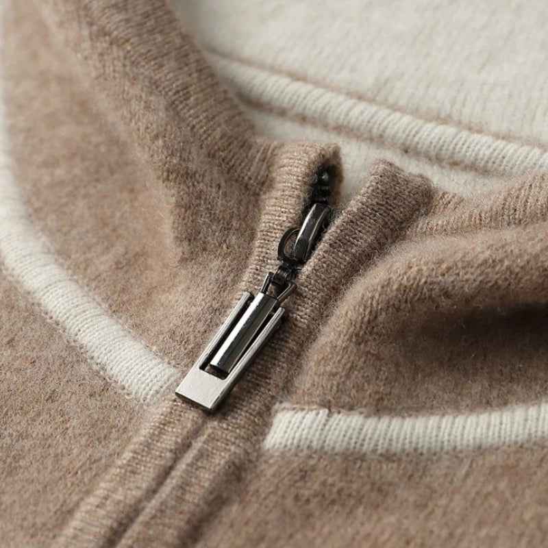 Men's Regular Fit Zip Front Hoodie with Contrast Trim