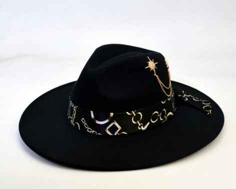 Wool-like Autumn And Winter Felt Cap British Woolen Hat Scarves in black LorXL