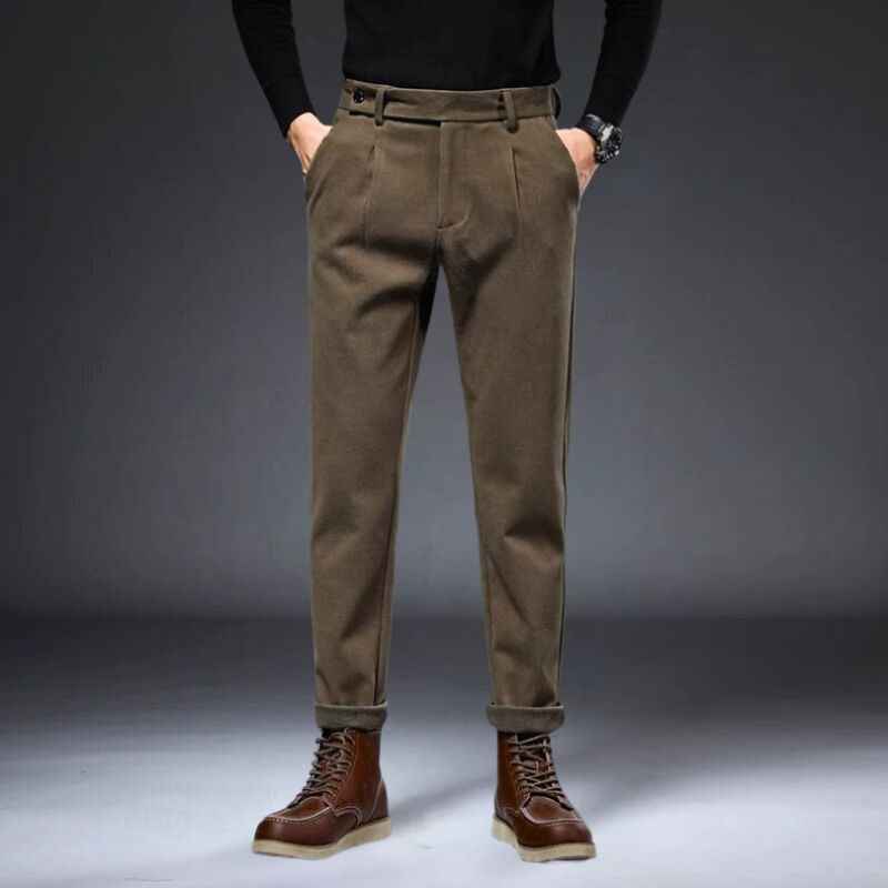 Men's Prestige Slacks - Elegant Tailored Trousers Coffee