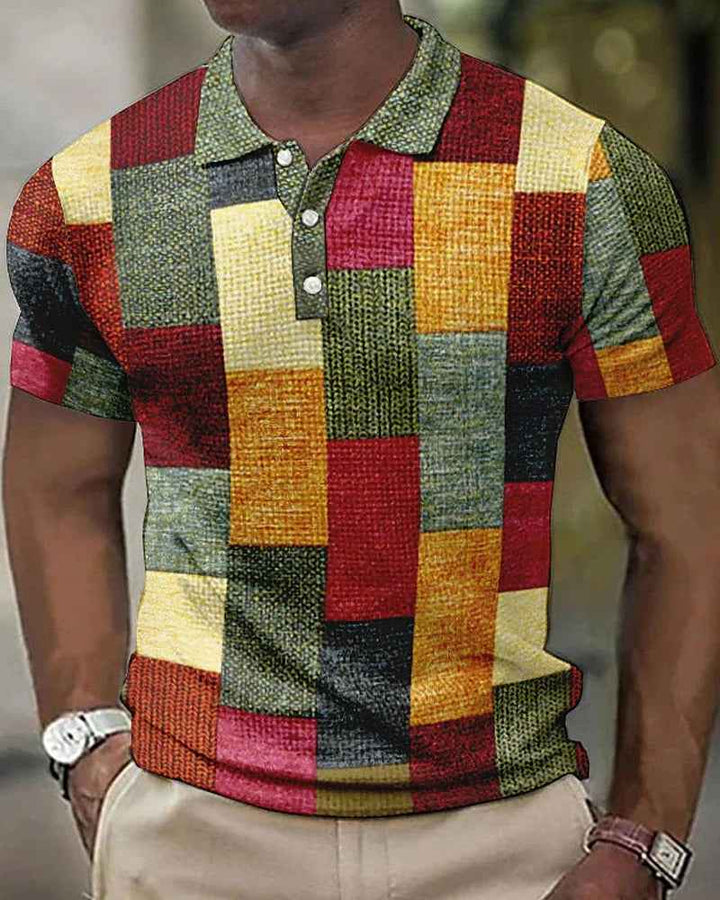 Men's Checkered Polo Shirt - Stylish Comfort for Everyday Wear Red