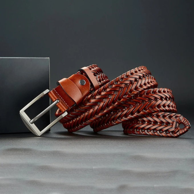 Braided Cowhide Belt - Durable and Stylish Accessory Sand