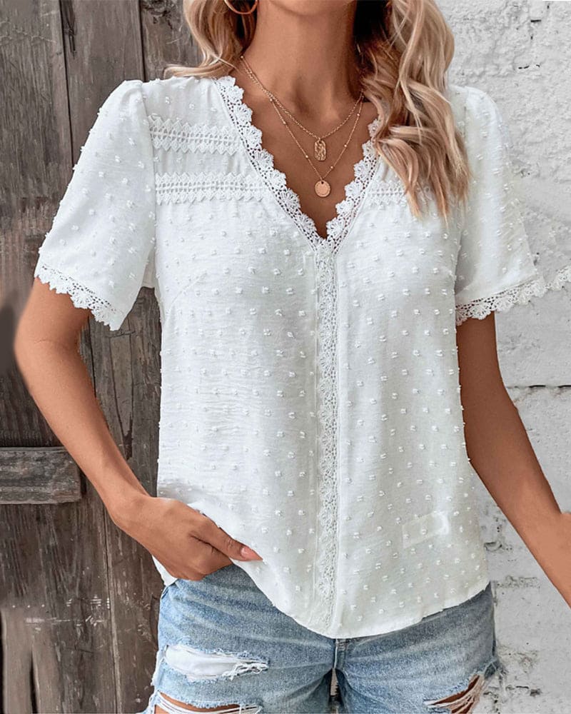 Dulcy | Women's Lace Top with Short Sleeves