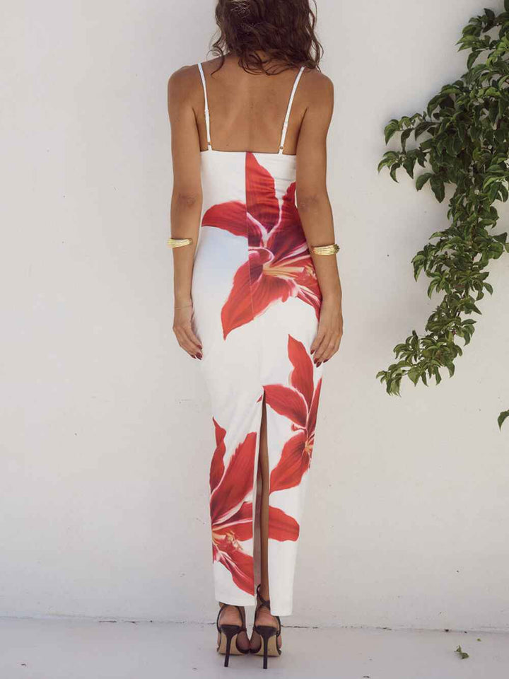 Women's Abstract Floral Print Maxi Dress