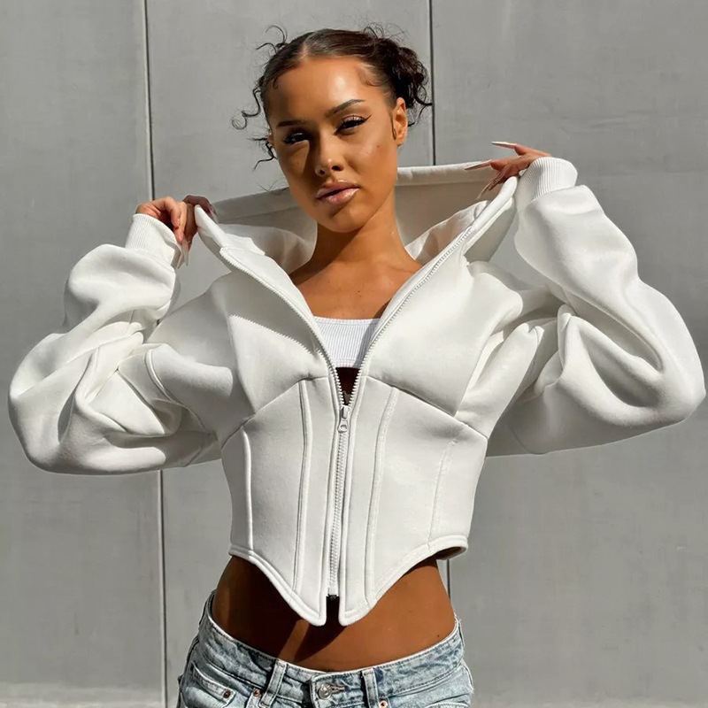 Women's Trendy Corset Hoodie White