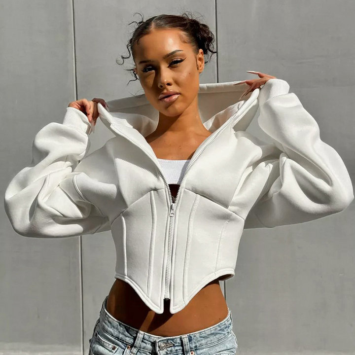 Women's Trendy Corset Hoodie White