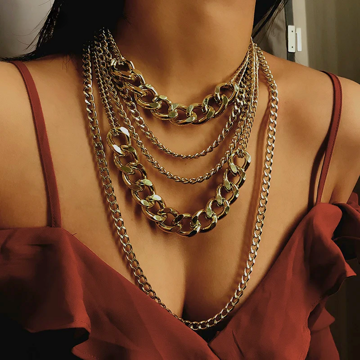 Elegant Layered Cascade Necklace Gold