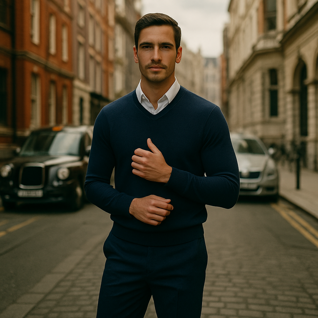 Men's V-Neck Knit Pullover Sweater