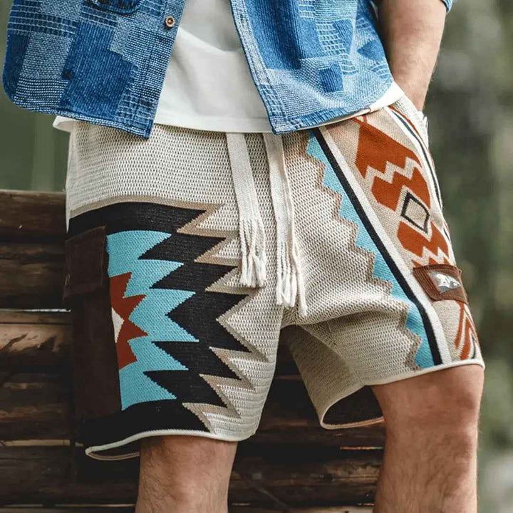 Men's Vintage Jacquard Knit Shorts - Sun Chaser Style