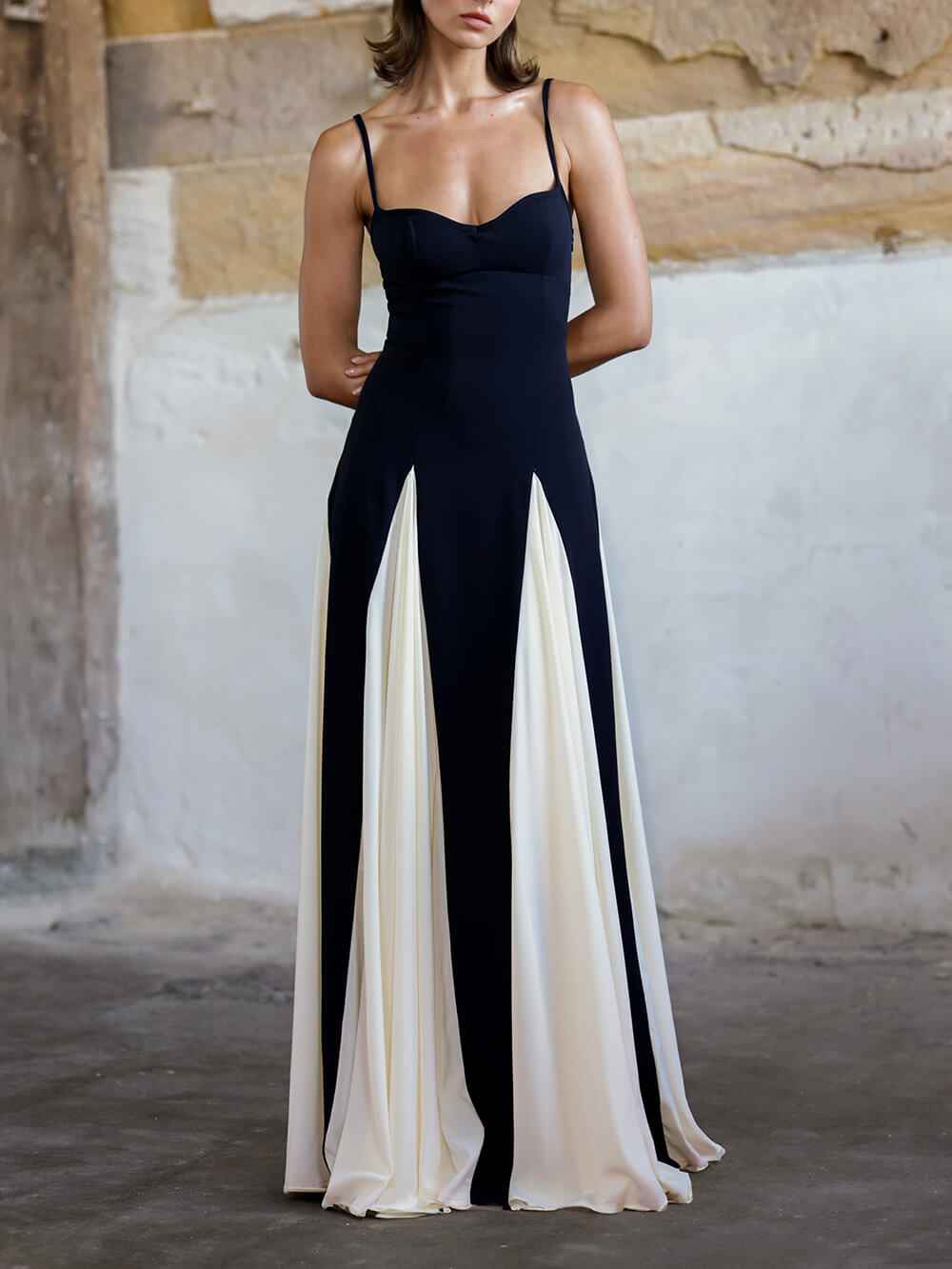 Women's A-Line Maxi Dress with Elegance Panelled Tulle