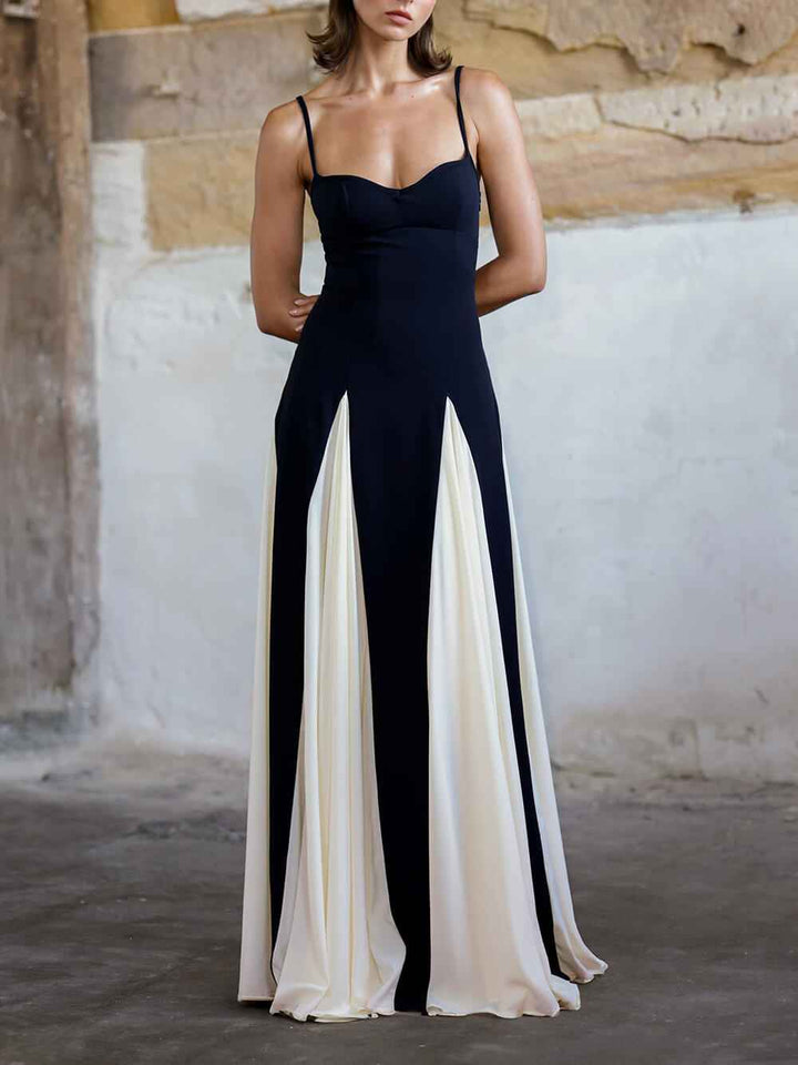 Women's A-Line Maxi Dress with Elegance Panelled Tulle