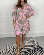 Women's Elegant Pink Midi Summer Dress Pink 3XL