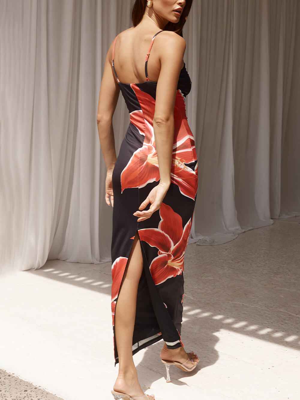 Women's Abstract Floral Print Maxi Dress