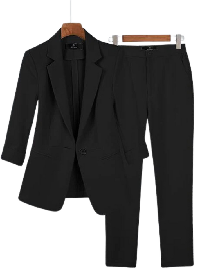 Chic Women's Blazer and Trouser Set Black