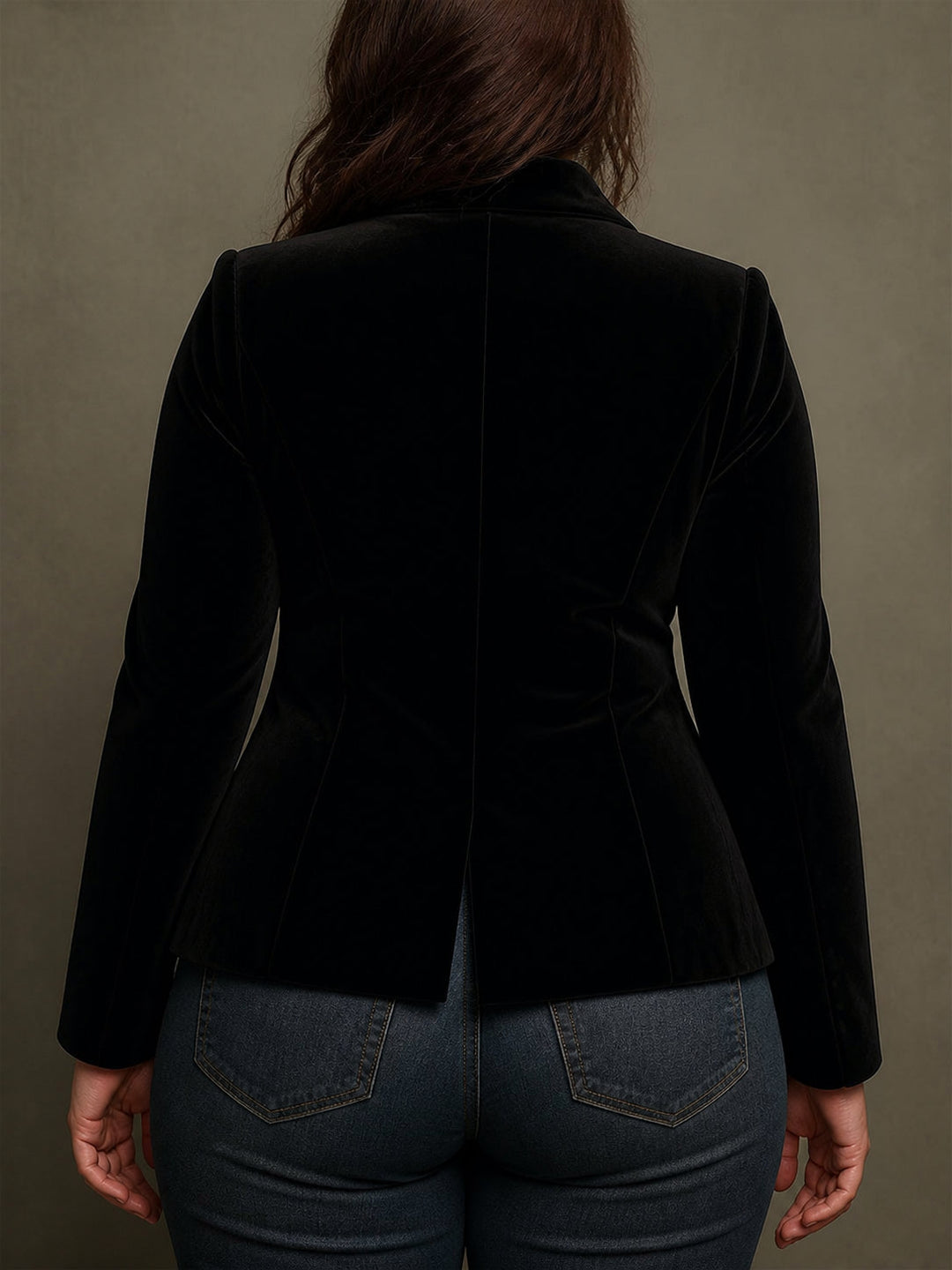 Women's Black Floral Embroidered Lined Blazer Jacket