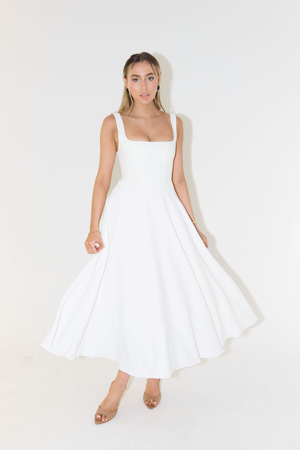 Paloma | Women's Midi Dress with Square Neckline White